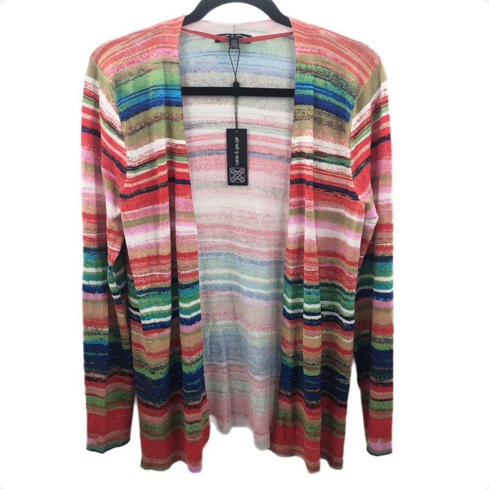 NWT CABLE and GAUGE painterly soft open cardigan